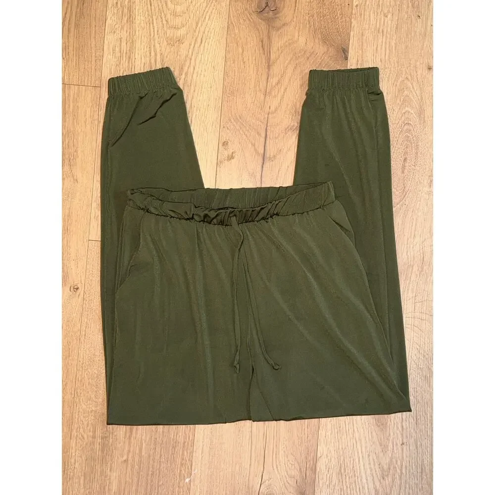 Brigitte Brianna Olive Green Mid Rise Jogger Pants Size Small